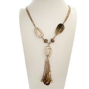 Chico's Gold Y Tassel Necklac